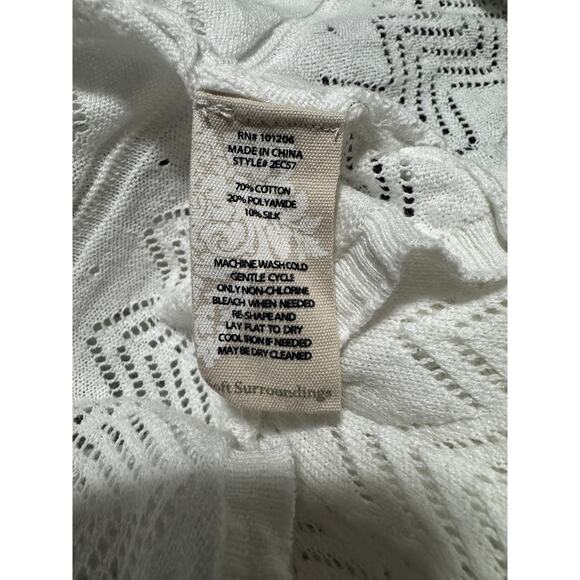 Soft Surroundings White Chevron open Knit Cardigan Sweater – Size M - Picture 6 of 6